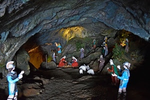 grotta, presepe, pecore, pastori, natale, statue, madonna, roccia, natività, statuine