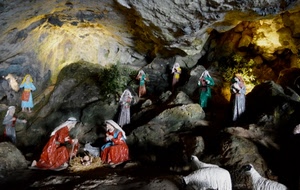 presepe, pecore, madonna, grotta, statue, giuseppe, pastori, maria, famiglia