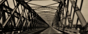 strada, ponte, ferro, prospettiva, bianconero, metallo, geometrie, geometria, tralicci
