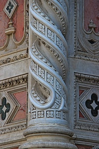 colonna, spirale, marmo, decorazioni, bianco, disegni, rosa, chiesa, decori