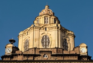 orologio, finestre, meridiana, cupola, chiesa, croce, torino, vetrate, cielo
