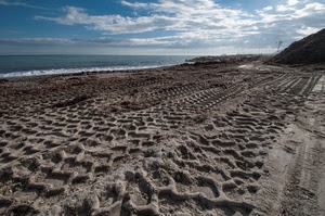 mare, spiaggia, sabbia, nuvole, impronte, cielo, orme