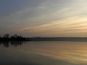 cielo, acqua, nuvole, alberi, tramonto, panorama, riflessi, riflesso, mare, lago