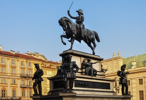 cavallo, monumento, statue, equestre, palazzo, finestre, palazzi, spada, cavaliere, cielo, statua