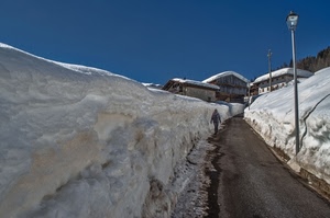 strada, neve, case, inverno, lampione, lampioni, persona, bianco