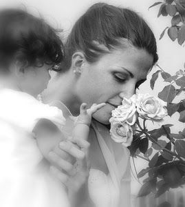 rose, bambina, bianconero, fiori, donna, foglie, mamma, bambino, pianta