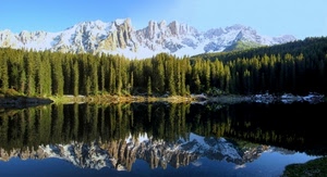 alberi, lago, montagne, riflesso, montagna, neve, riflessi, acqua, bosco