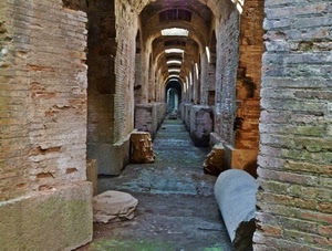 archi, archeologia, mattoni, prospettiva, colonne, rovine, ruderi, pietre, corridoio, portico, muro