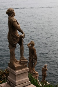 statue, mare, tre, acqua, sculture, verde, lago, pietra, piante, piedistallo, azzurro, scultura, statua, marmo, foglie