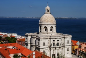 mare, cupola, chiesa, tetti, acqua, bianco, rosso
