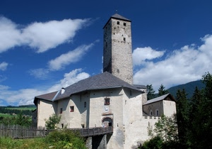 nuvole, castello, ponte, torre, cielo, chiesa, alberi, campanile