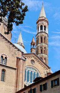 chiesa, campanile, albero, cielo, rosone, azzurro, campanili, finestre, torre