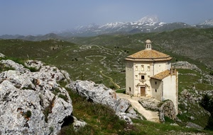 panorama, roccia, chiesa, montagna, montagne, rocce, verde, paesaggio, calascio, torre