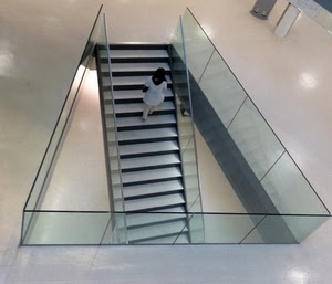 gradini, scale, scala, vetro, donna, salire, ringhiera, salita, persona