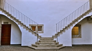 porta, finestre, scale, scalini, bianco, ringhiere, gradini, scala, archi, finestra, ringhiera, scalinata, grate, diagonale