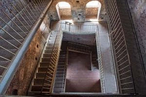 archi, scale, gradini, ringhiera, finestre, ringhiere, scala, corrimano, scalini, ombre, porte, pavimento, tromba, luci, due, interno, luce