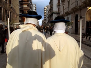 cappelli, ombra, fotografo, bianco, due, maschere, palazzi, costumi