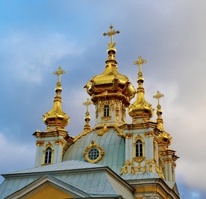 oro, croci, finestre, chiesa, cupole, nuvole, cielo, croce, tetto, campanili, dorato