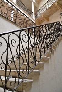 scala, gradini, ringhiera, ferro, balaustra, nero, colonne, scalini, corrimano, scale, balcone, metallo, inferriata