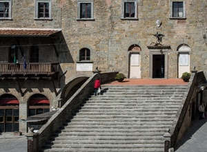 finestre, scalinata, scale, gradini, balcone, porte, archi, scala, palazzo, donna, rosso, portone, persona