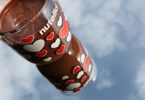 riflesso, bicchiere, cuori, nutella, nuvole, cioccolata, cielo, vetro, rosso, specchio, bianco, cioccolato, crema, cuore