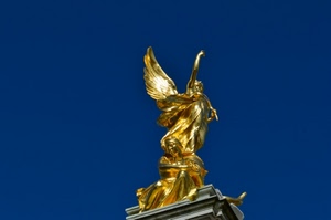 oro, cielo, ali, angelo, statua, blu, azzurro, braccio, monumento, colonna