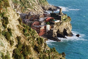 mare, borgo, torre, scogli, costa, onde, rocce, paese, paesaggio, roccia, città, scogliera
