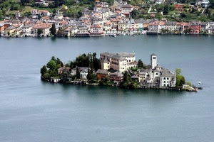 isola, lago, acqua, paesaggio, chiesa, paese, panorama, case, alberi