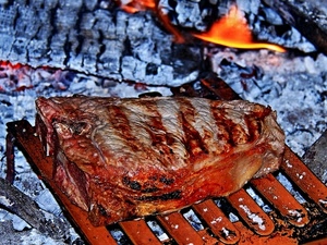 carne, fuoco, griglia, brace, cibo, bistecca, braci, rosso, fiorentina