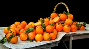 arance, frutta, foglie, cesto, cestino, arancione, agrumi, tavolo, verde, cibo