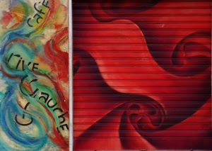 rosso, colori, saracinesca, murales, serranda, graffiti, caffè, sfumature, scritta, scritte