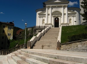 lampione, colonne, scale, gradini, chiesa, scalinata, scalini